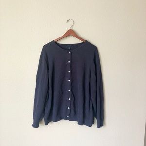 Navy Button-Up Cardigan Sweater